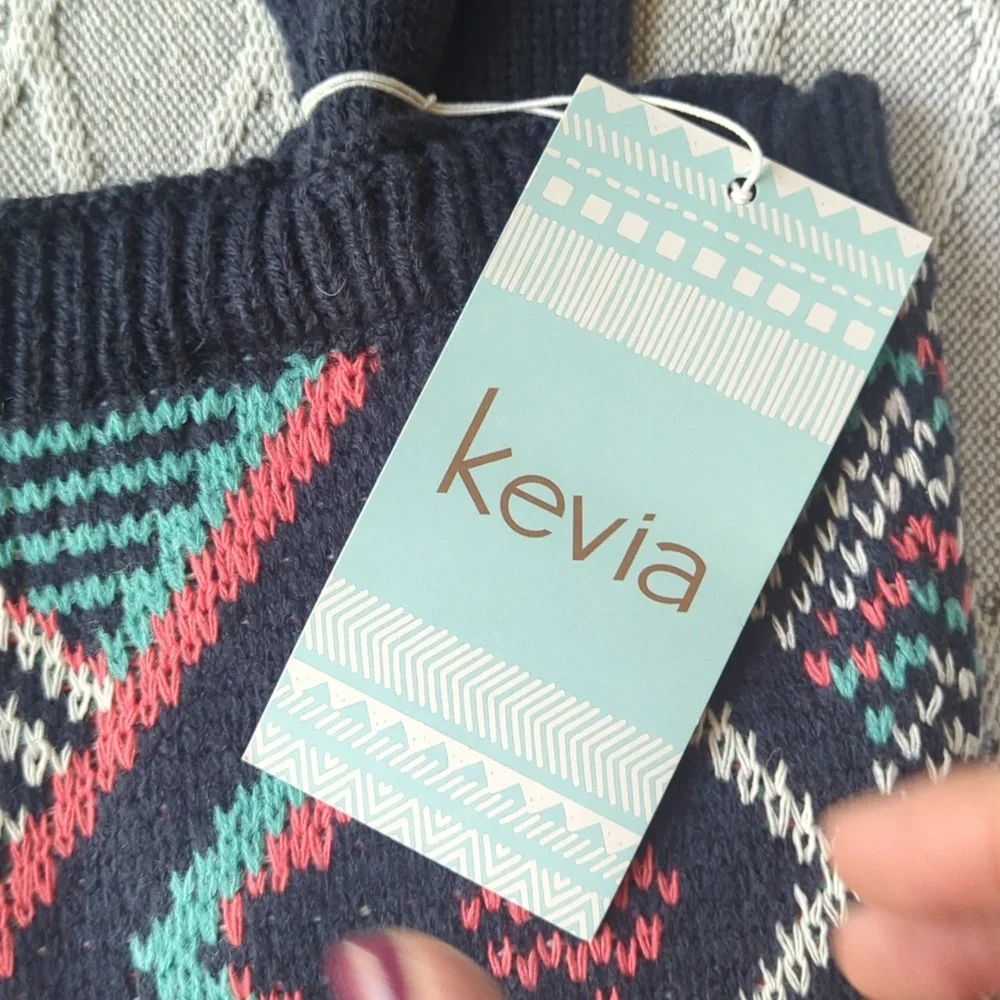 Kevia Multicolor Geometric Knit Square Tote‎ Bag 14